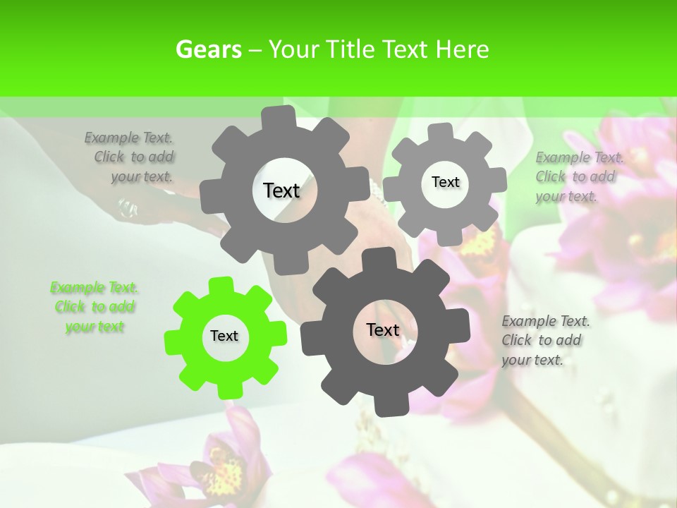 A Bride And Groom Cutting Their Wedding Cake PowerPoint Template