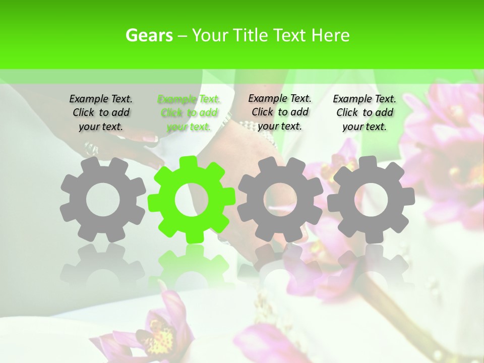 A Bride And Groom Cutting Their Wedding Cake PowerPoint Template