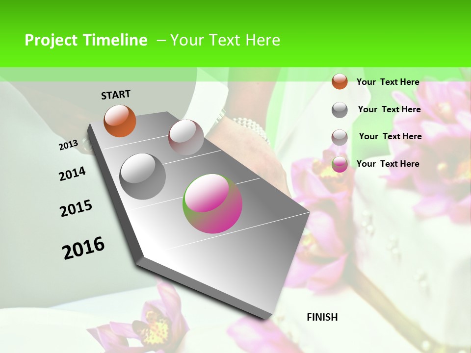 A Bride And Groom Cutting Their Wedding Cake PowerPoint Template