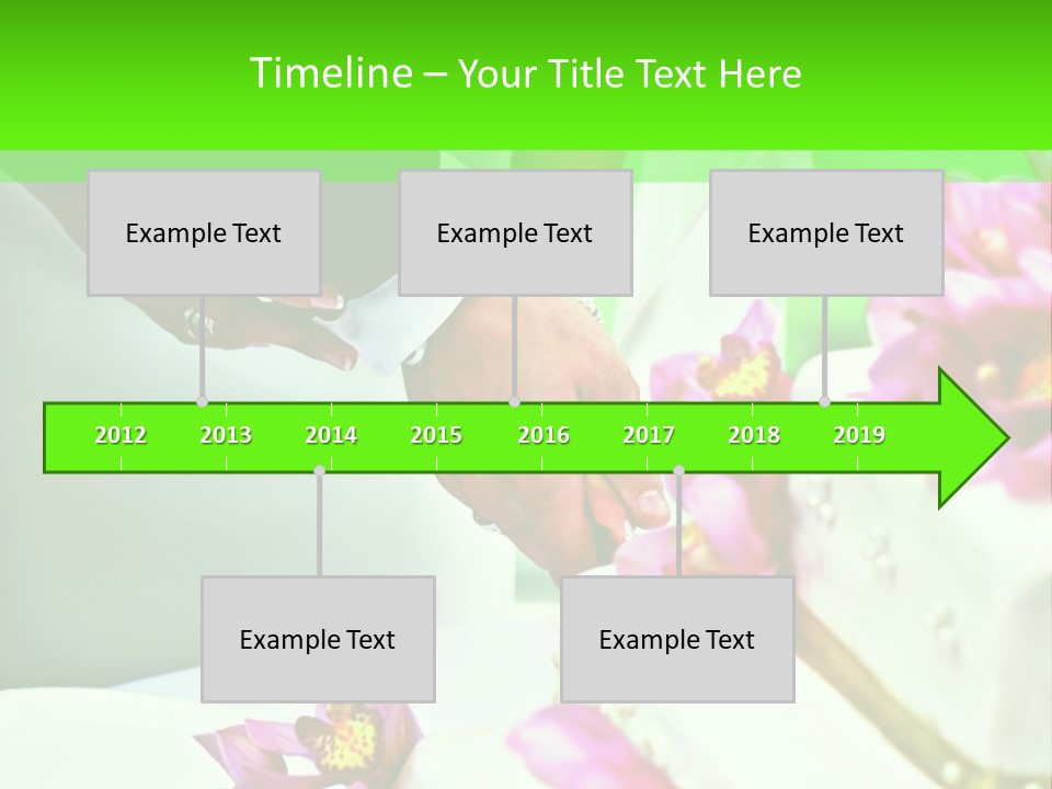 A Bride And Groom Cutting Their Wedding Cake PowerPoint Template
