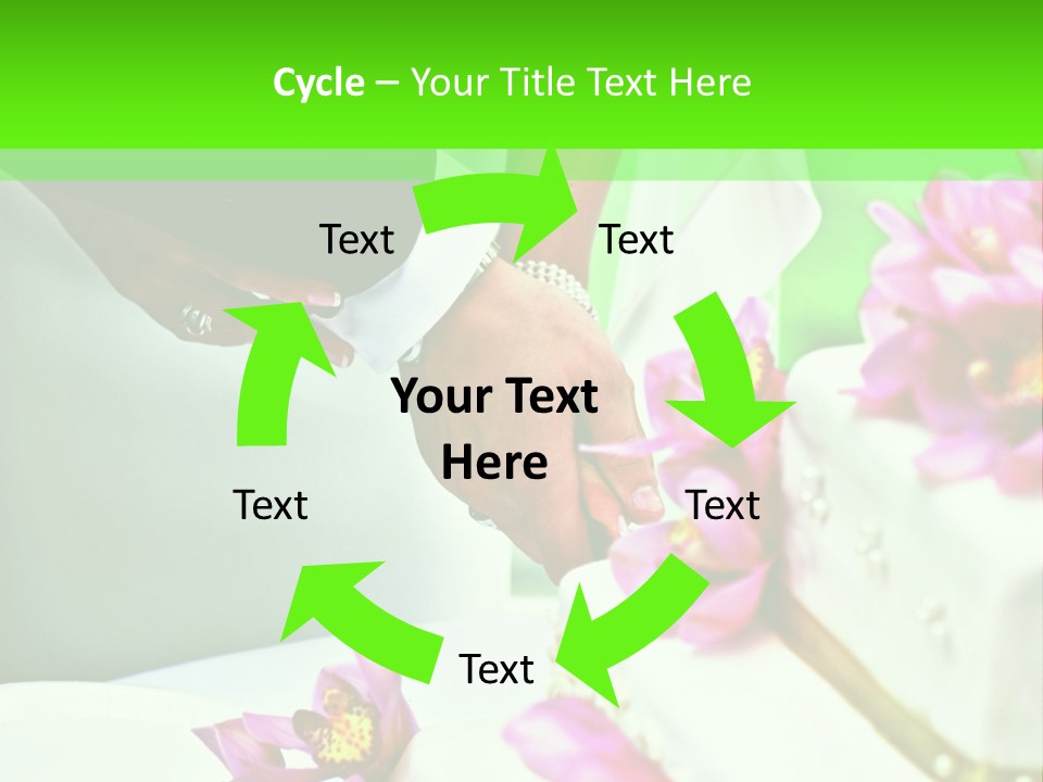 A Bride And Groom Cutting Their Wedding Cake PowerPoint Template