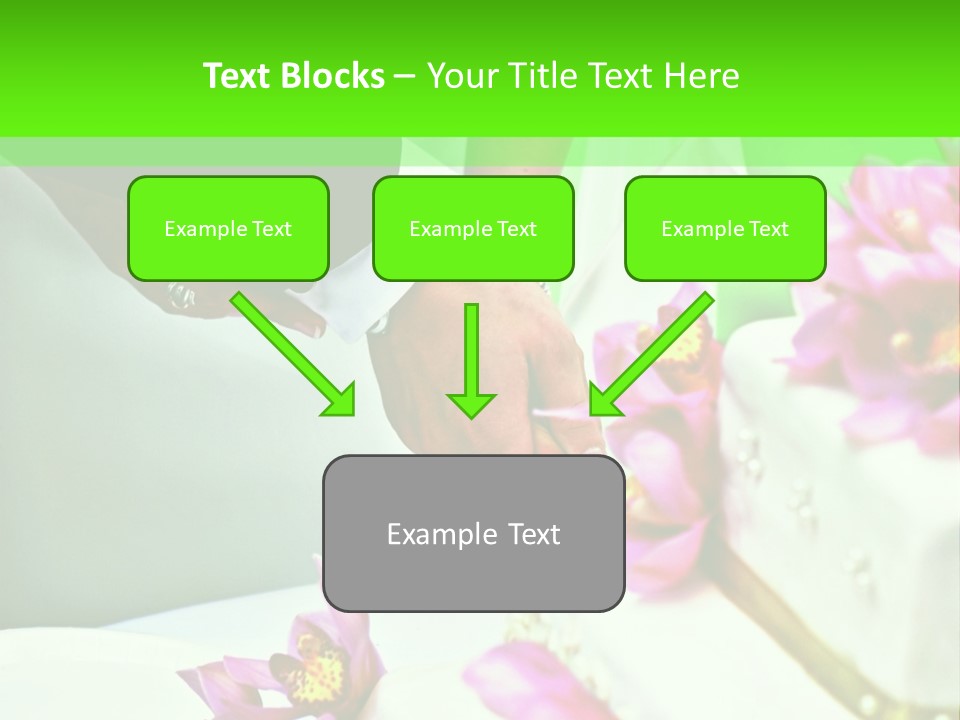 A Bride And Groom Cutting Their Wedding Cake PowerPoint Template