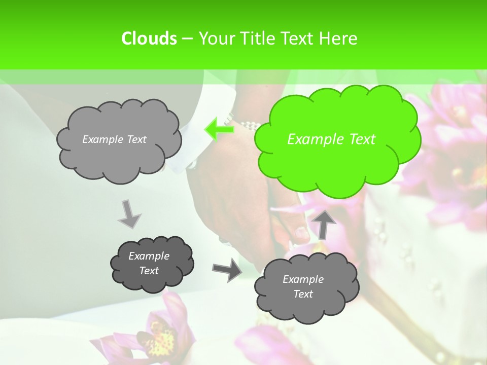 A Bride And Groom Cutting Their Wedding Cake PowerPoint Template