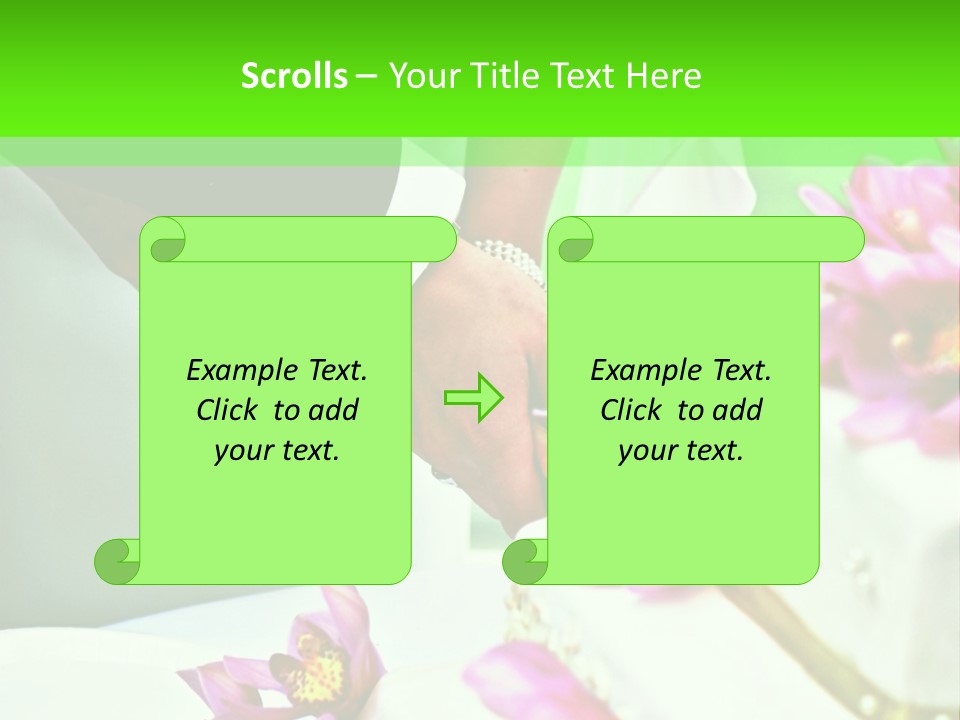 A Bride And Groom Cutting Their Wedding Cake PowerPoint Template