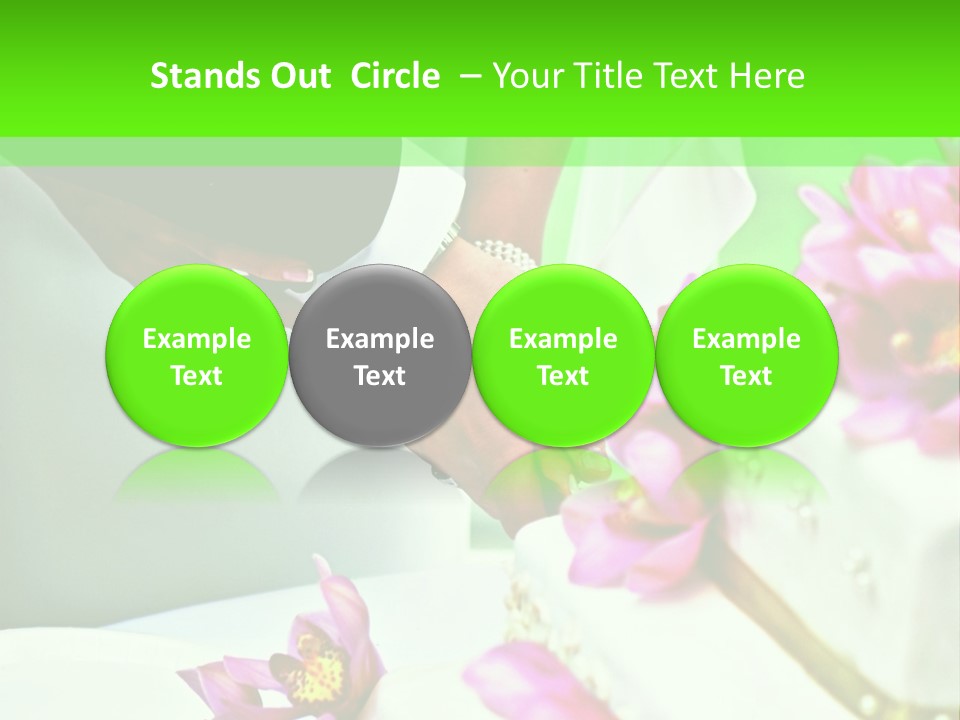 A Bride And Groom Cutting Their Wedding Cake PowerPoint Template