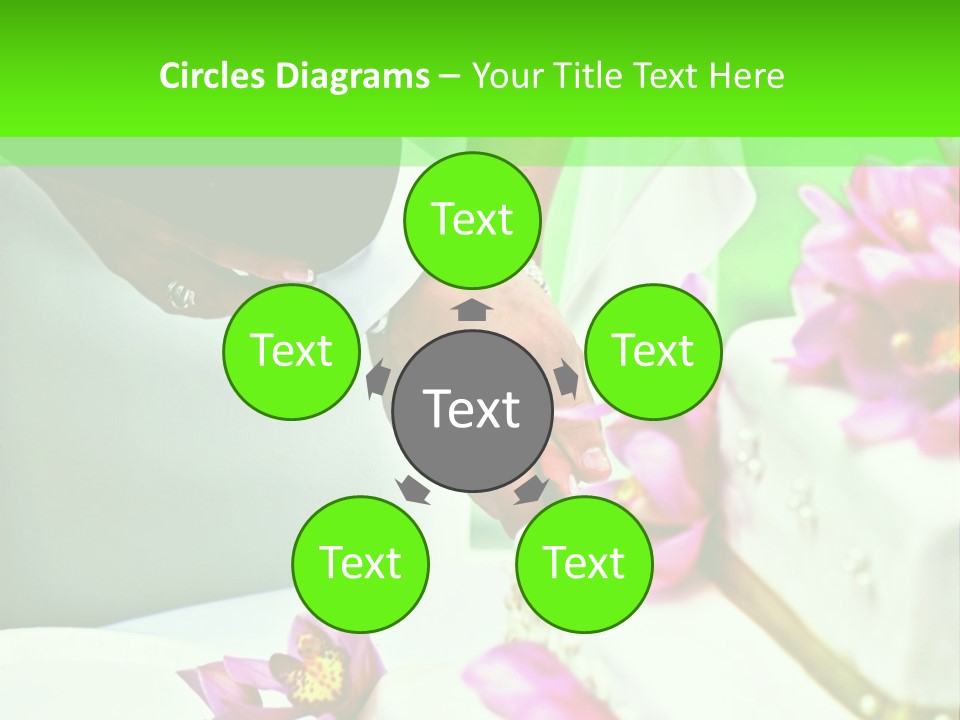 A Bride And Groom Cutting Their Wedding Cake PowerPoint Template