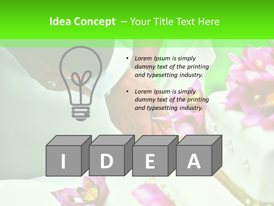 A Bride And Groom Cutting Their Wedding Cake PowerPoint Template