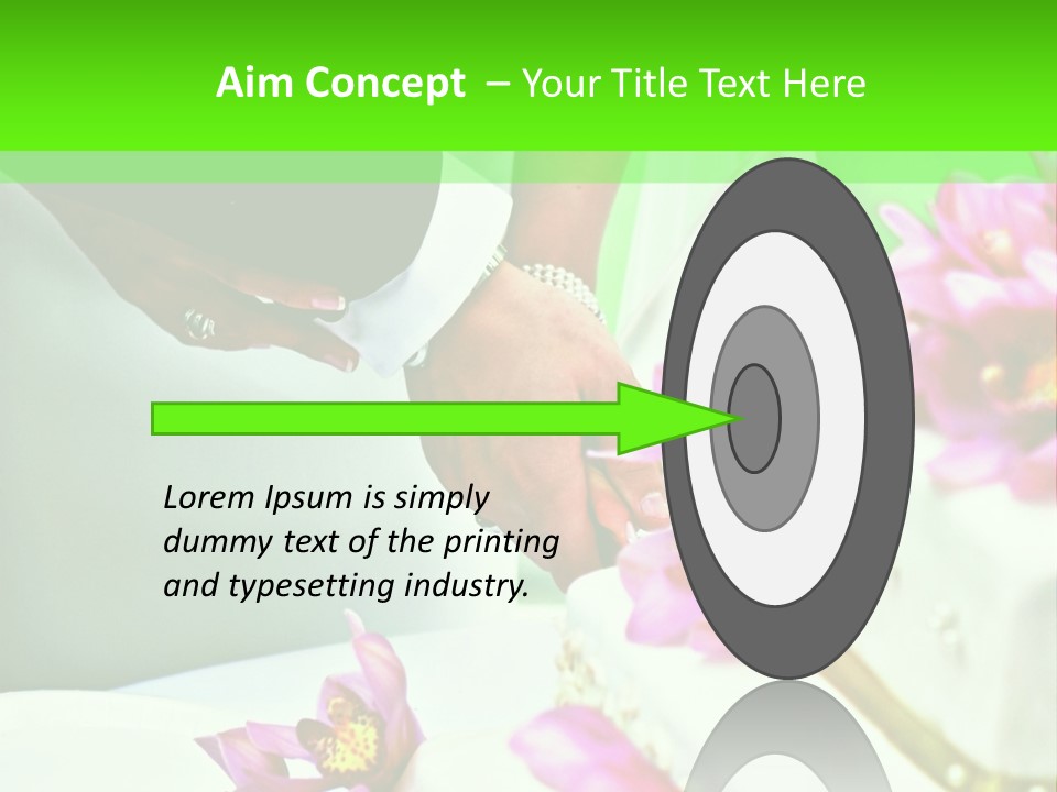 A Bride And Groom Cutting Their Wedding Cake PowerPoint Template