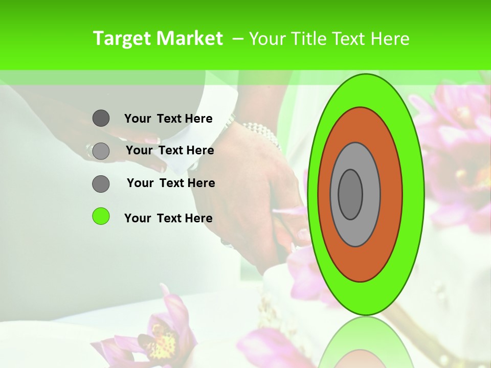 A Bride And Groom Cutting Their Wedding Cake PowerPoint Template