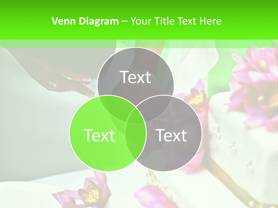 A Bride And Groom Cutting Their Wedding Cake PowerPoint Template