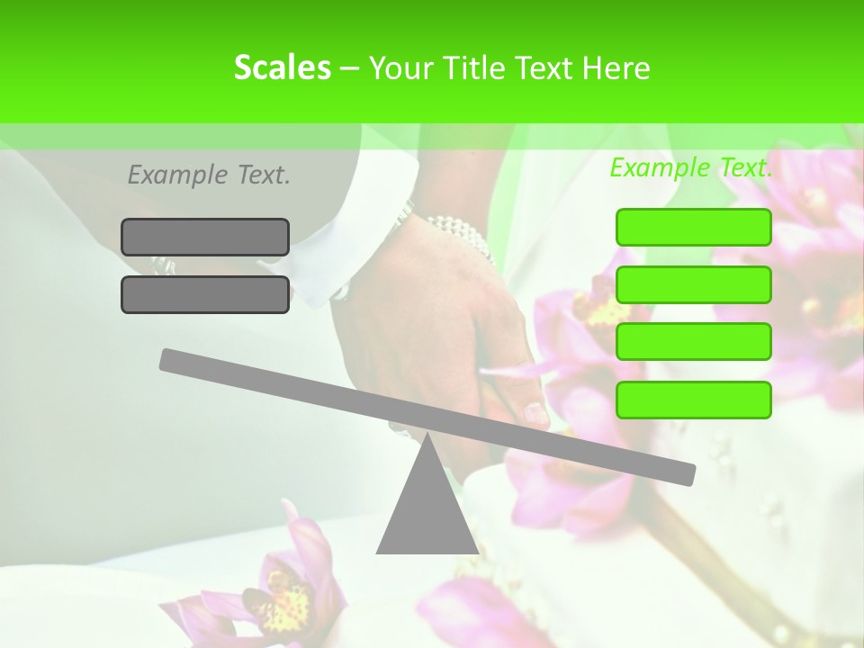A Bride And Groom Cutting Their Wedding Cake PowerPoint Template
