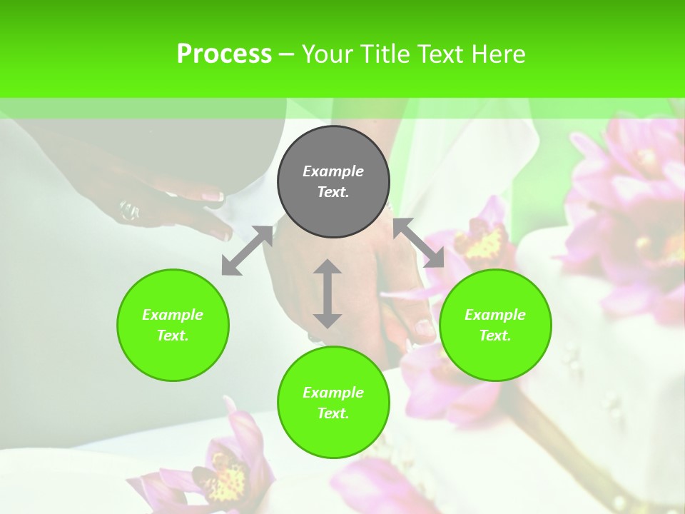 A Bride And Groom Cutting Their Wedding Cake PowerPoint Template