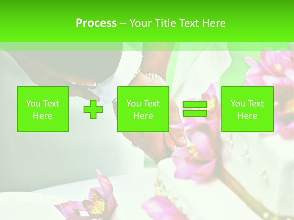A Bride And Groom Cutting Their Wedding Cake PowerPoint Template