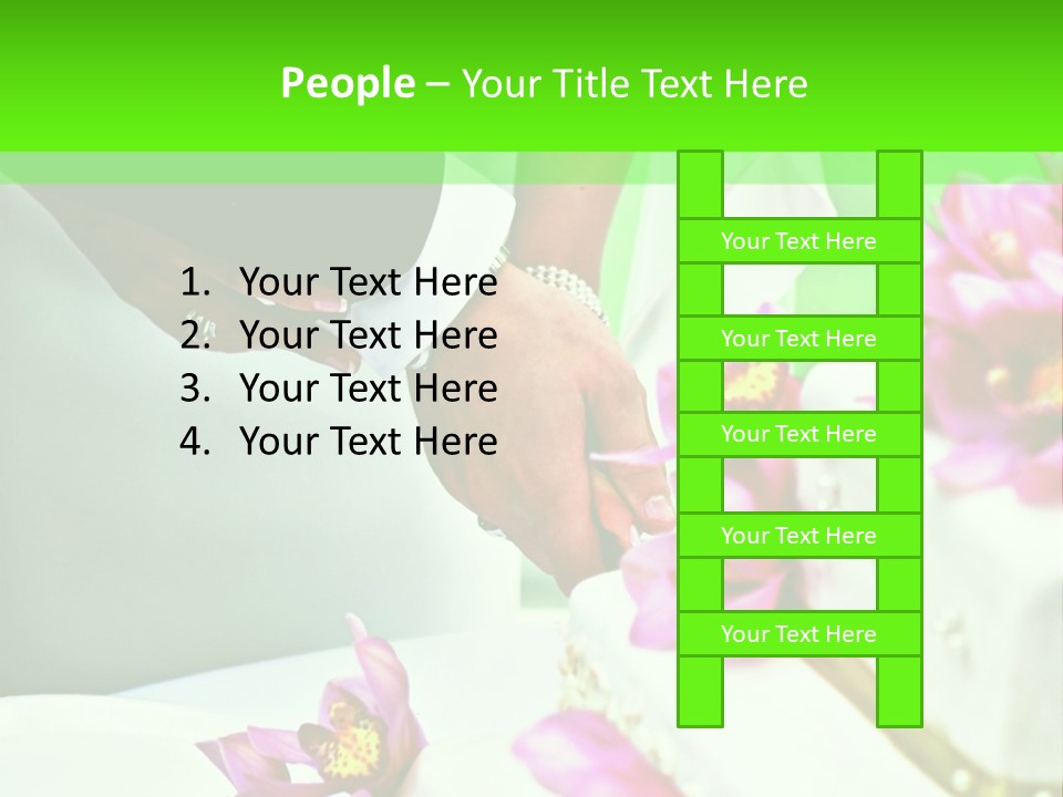 A Bride And Groom Cutting Their Wedding Cake PowerPoint Template