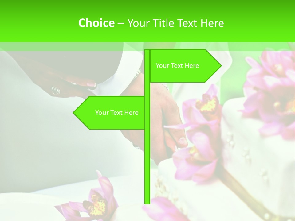 A Bride And Groom Cutting Their Wedding Cake PowerPoint Template