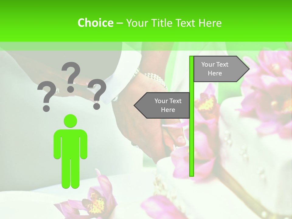 A Bride And Groom Cutting Their Wedding Cake PowerPoint Template