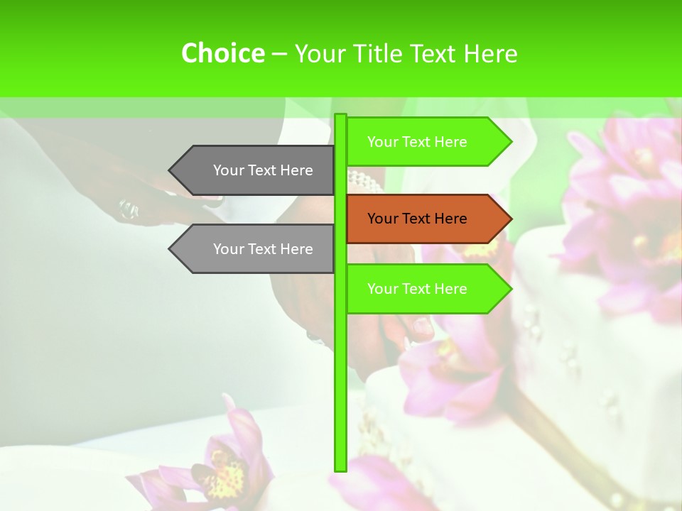 A Bride And Groom Cutting Their Wedding Cake PowerPoint Template