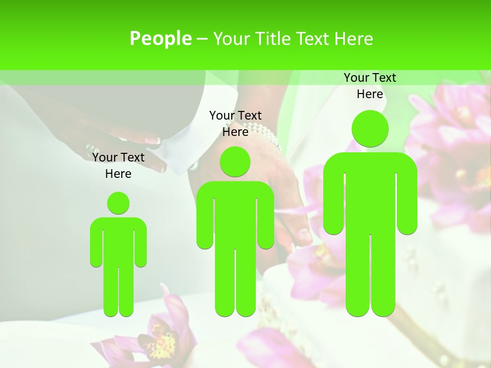 A Bride And Groom Cutting Their Wedding Cake PowerPoint Template