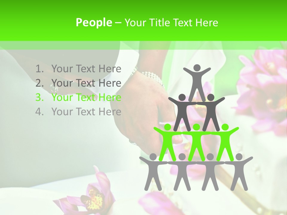 A Bride And Groom Cutting Their Wedding Cake PowerPoint Template