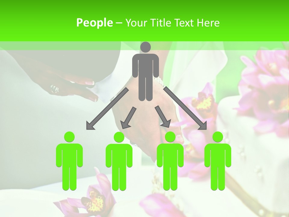 A Bride And Groom Cutting Their Wedding Cake PowerPoint Template