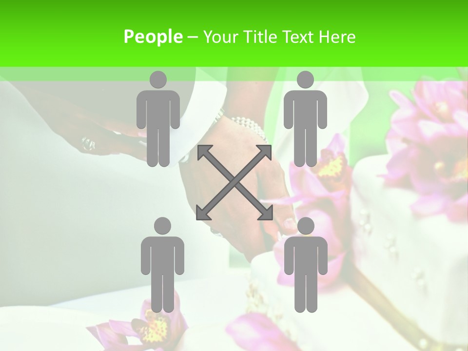 A Bride And Groom Cutting Their Wedding Cake PowerPoint Template