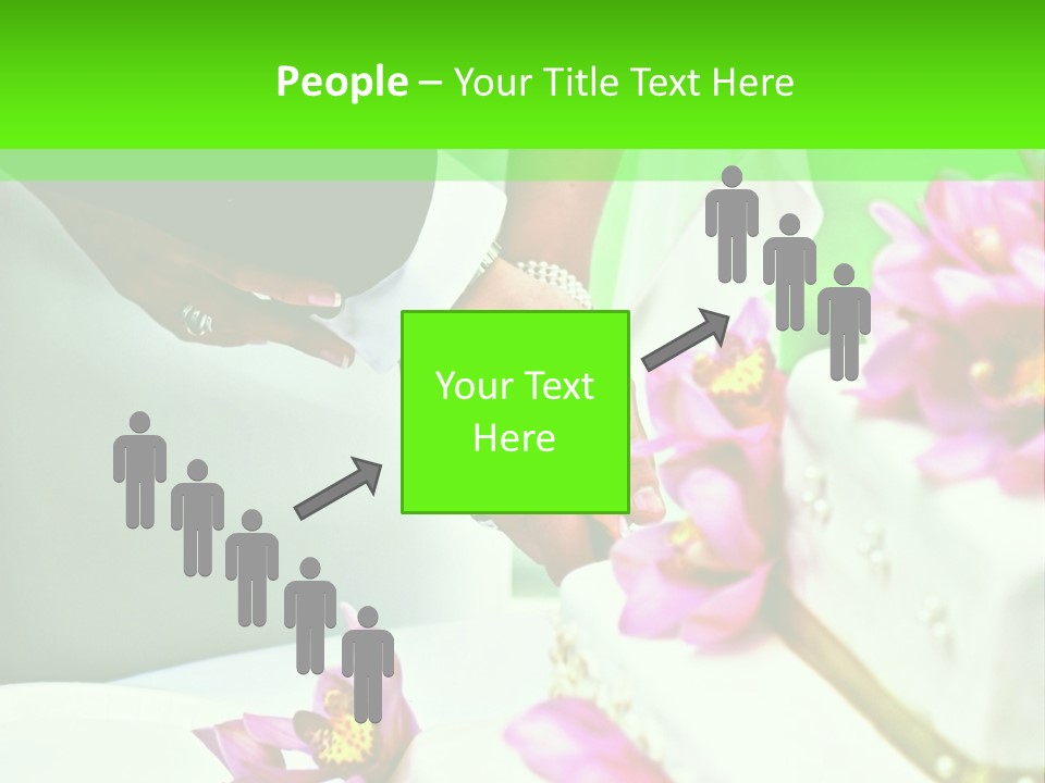 A Bride And Groom Cutting Their Wedding Cake PowerPoint Template