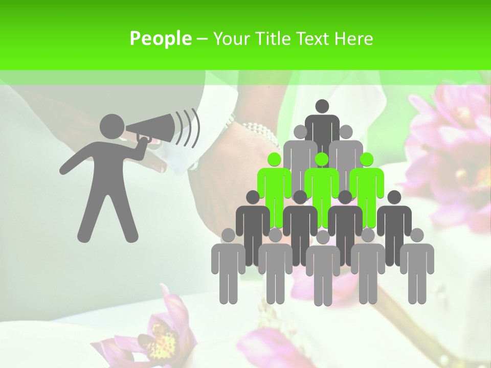 A Bride And Groom Cutting Their Wedding Cake PowerPoint Template