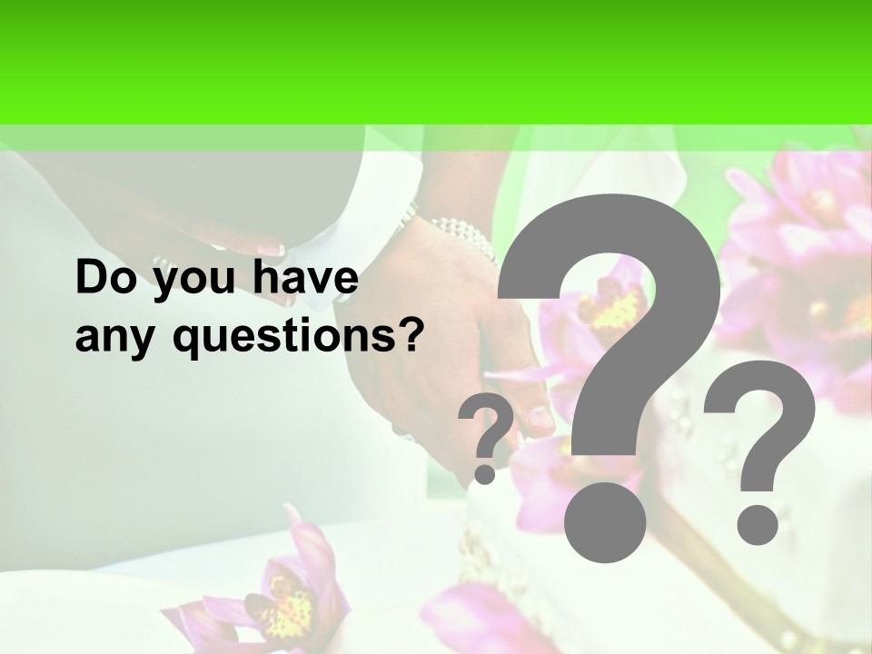 A Bride And Groom Cutting Their Wedding Cake PowerPoint Template