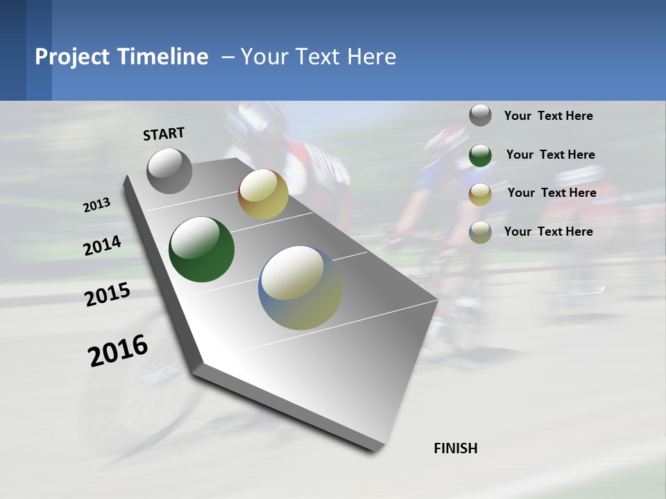 A Group Of People Riding Bikes Down A Street PowerPoint Template
