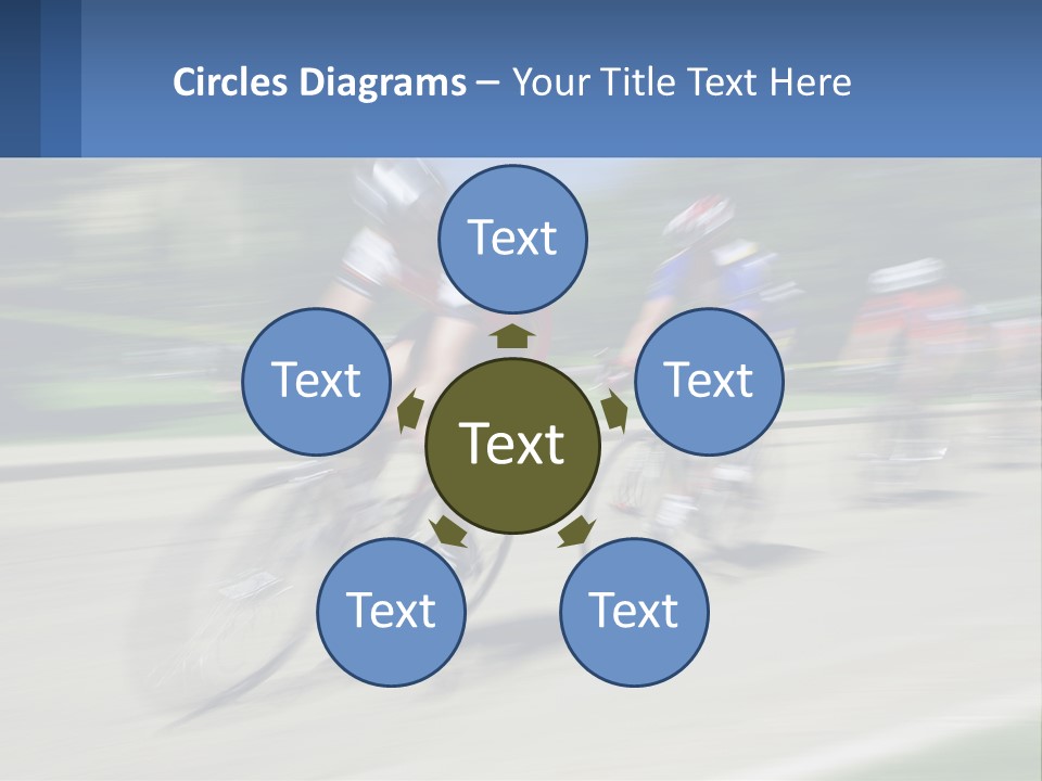 A Group Of People Riding Bikes Down A Street PowerPoint Template