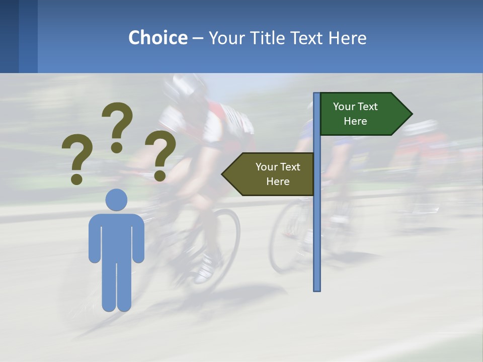 A Group Of People Riding Bikes Down A Street PowerPoint Template