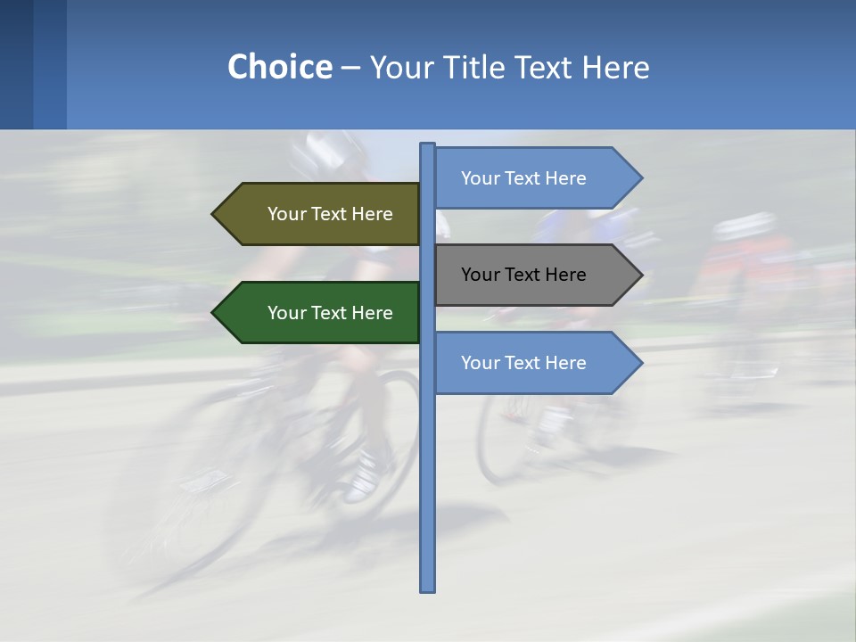 A Group Of People Riding Bikes Down A Street PowerPoint Template