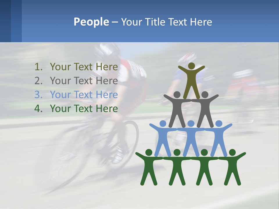 A Group Of People Riding Bikes Down A Street PowerPoint Template