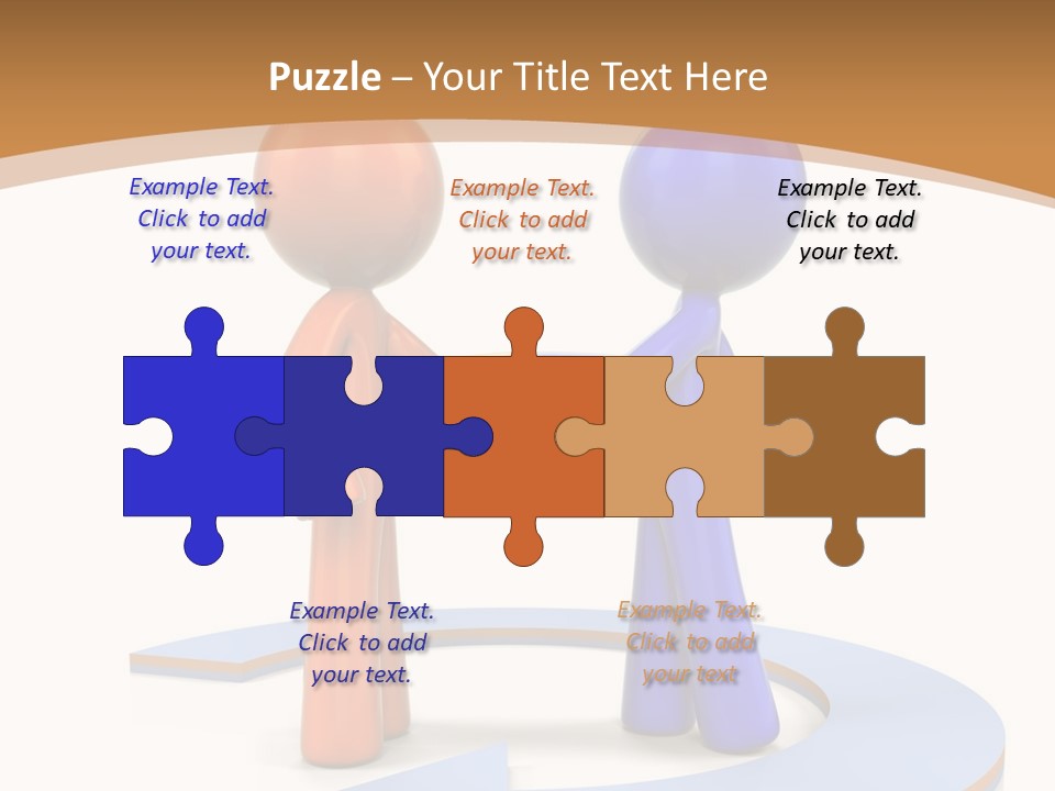 Two Orange And Blue People Shaking Hands Powerpoint Template PowerPoint Template