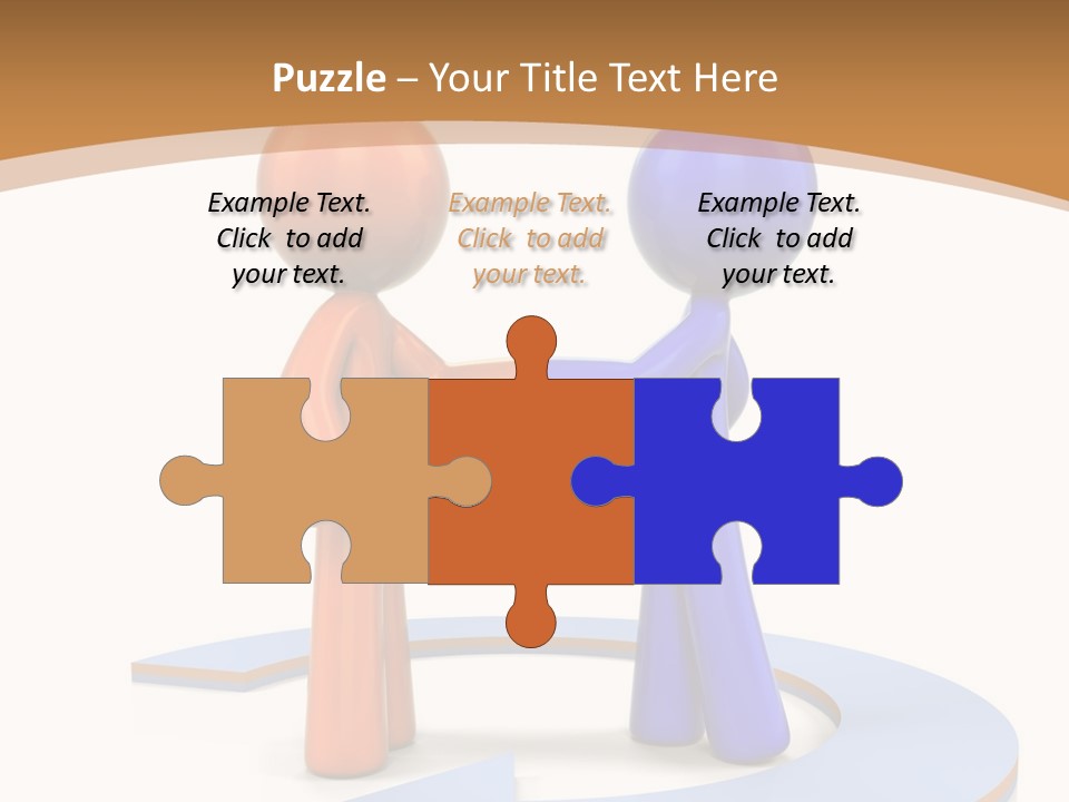 Two Orange And Blue People Shaking Hands Powerpoint Template PowerPoint Template