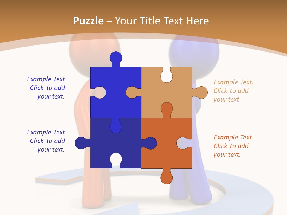 Two Orange And Blue People Shaking Hands Powerpoint Template PowerPoint Template