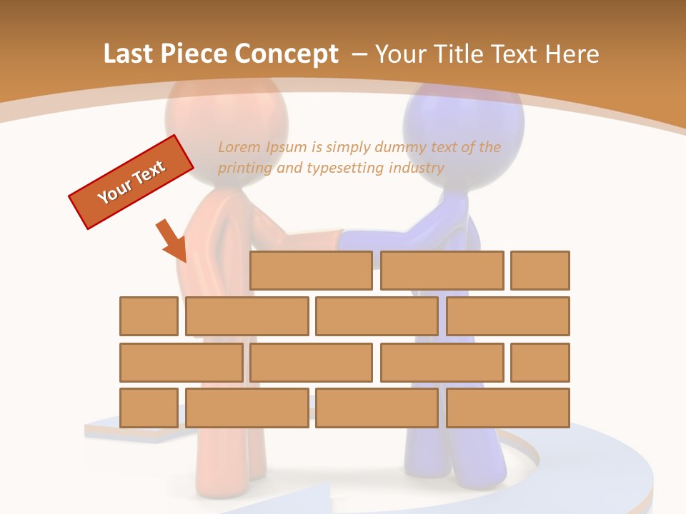 Two Orange And Blue People Shaking Hands Powerpoint Template PowerPoint Template