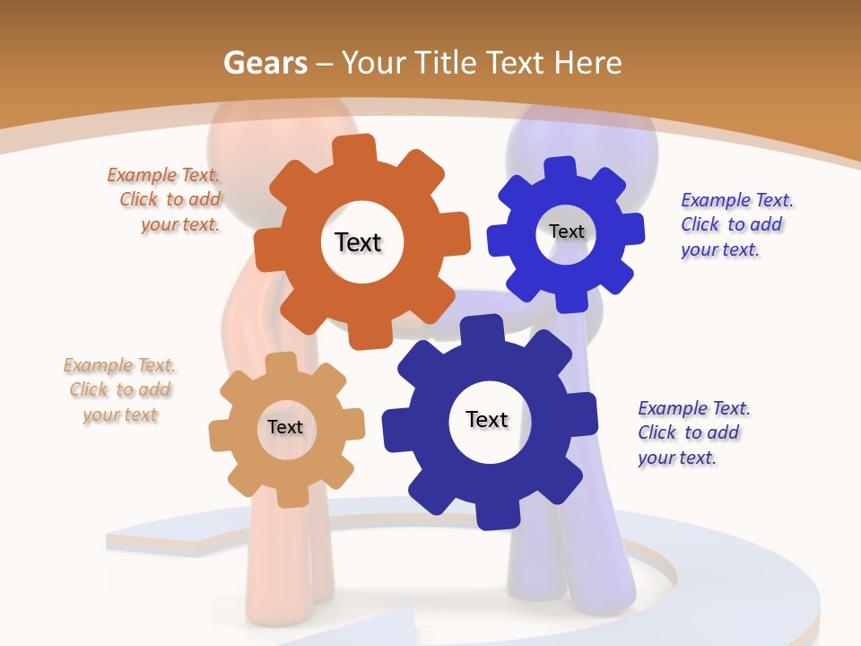 Two Orange And Blue People Shaking Hands Powerpoint Template PowerPoint Template