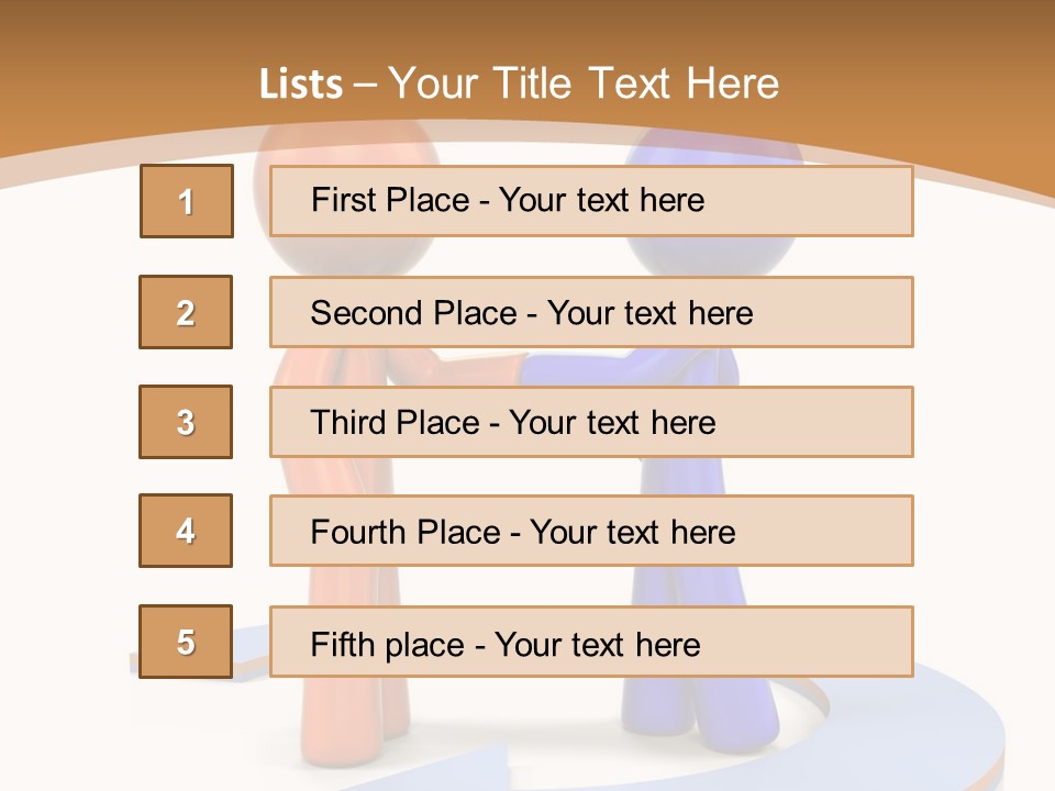 Two Orange And Blue People Shaking Hands Powerpoint Template PowerPoint Template