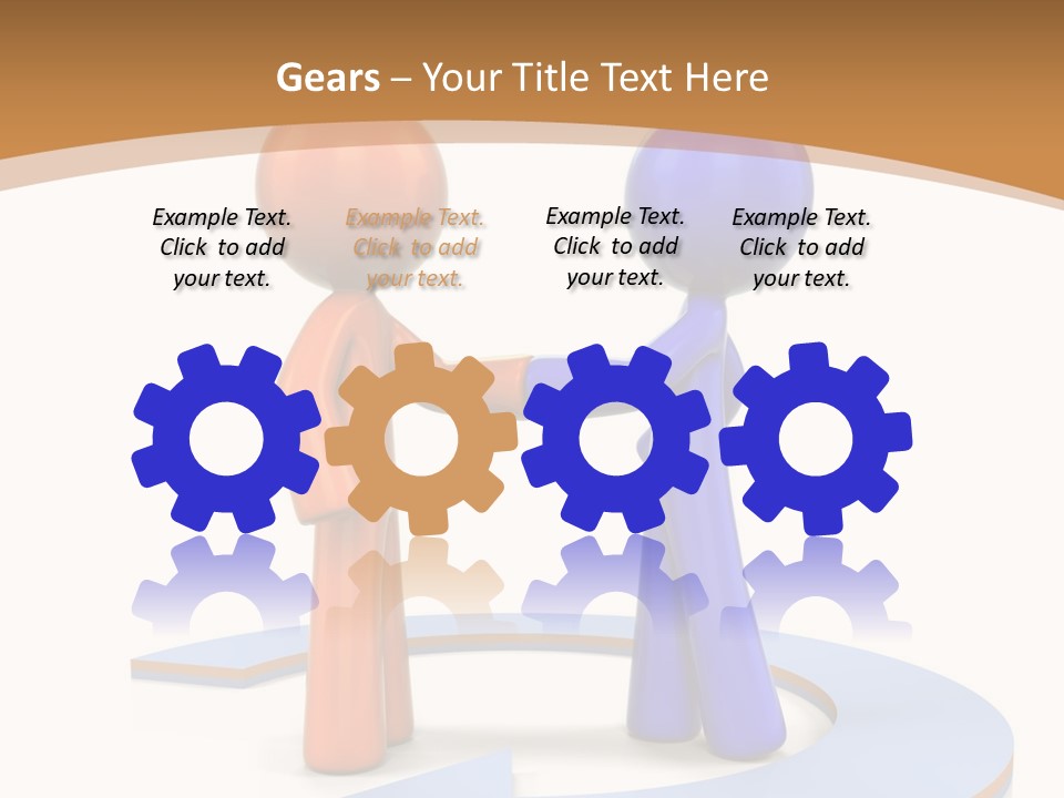 Two Orange And Blue People Shaking Hands Powerpoint Template PowerPoint Template