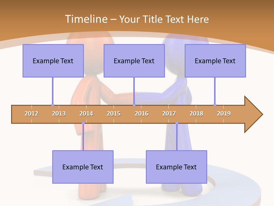 Two Orange And Blue People Shaking Hands Powerpoint Template PowerPoint Template