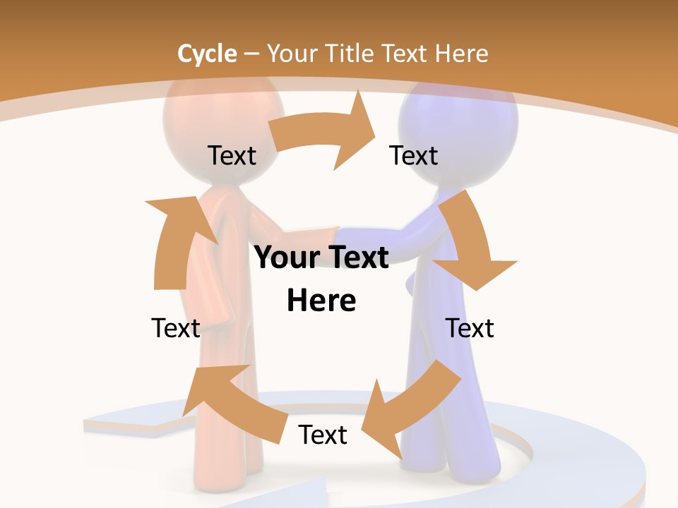 Two Orange And Blue People Shaking Hands Powerpoint Template PowerPoint Template