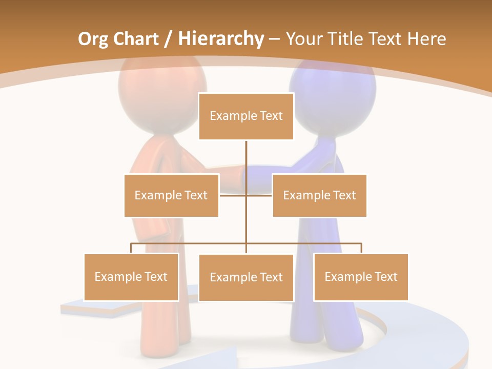 Two Orange And Blue People Shaking Hands Powerpoint Template PowerPoint Template