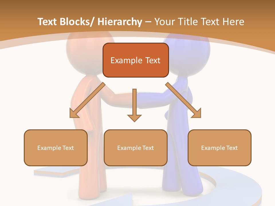 Two Orange And Blue People Shaking Hands Powerpoint Template PowerPoint Template