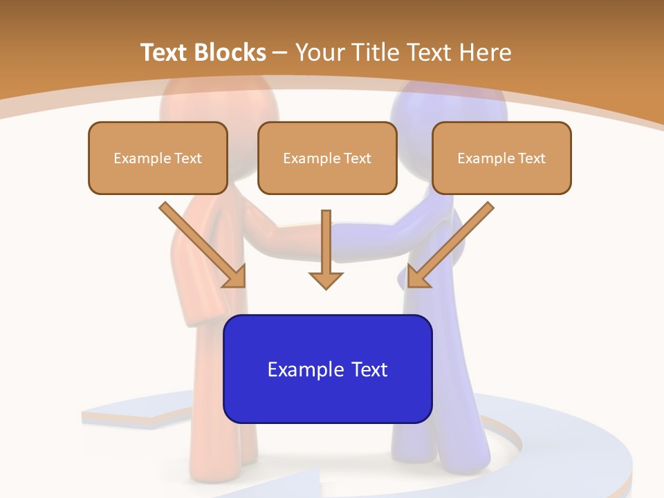 Two Orange And Blue People Shaking Hands Powerpoint Template PowerPoint Template