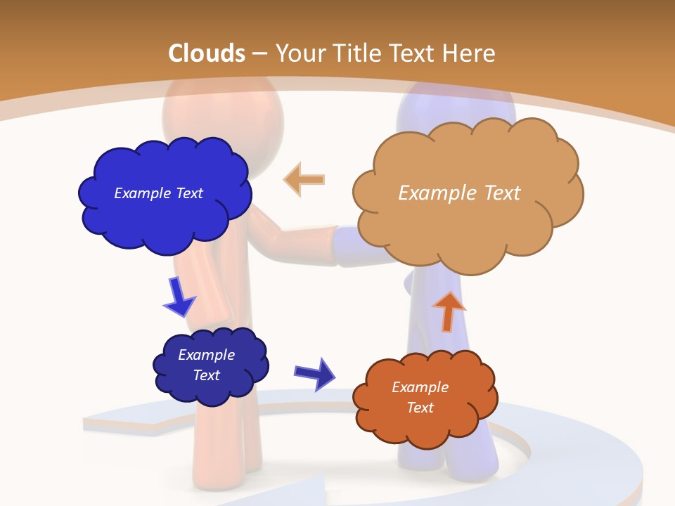 Two Orange And Blue People Shaking Hands Powerpoint Template PowerPoint Template