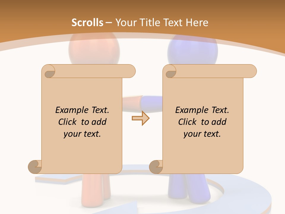 Two Orange And Blue People Shaking Hands Powerpoint Template PowerPoint Template