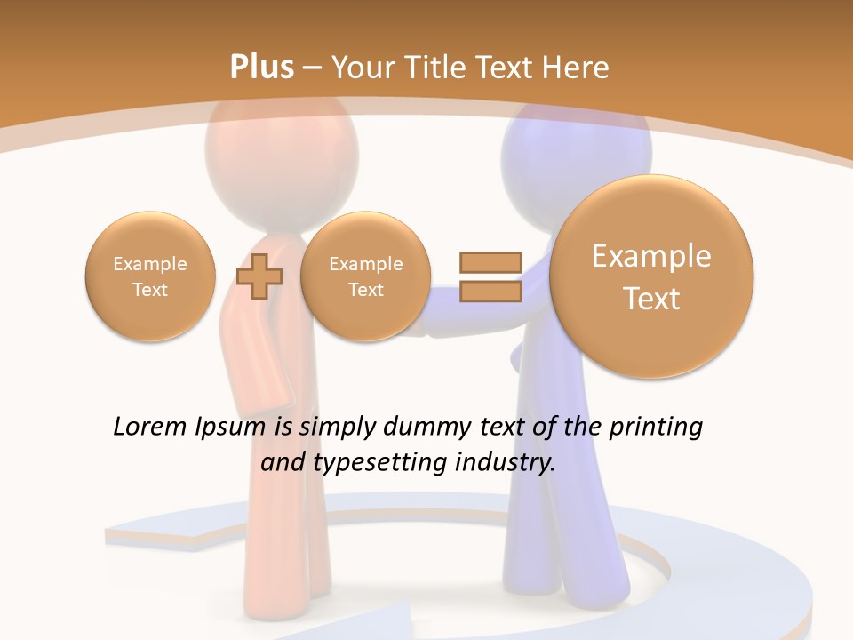 Two Orange And Blue People Shaking Hands Powerpoint Template PowerPoint Template