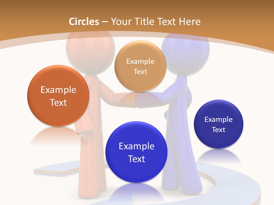 Two Orange And Blue People Shaking Hands Powerpoint Template PowerPoint Template