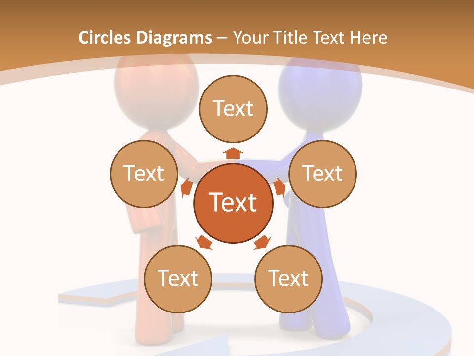 Two Orange And Blue People Shaking Hands Powerpoint Template PowerPoint Template